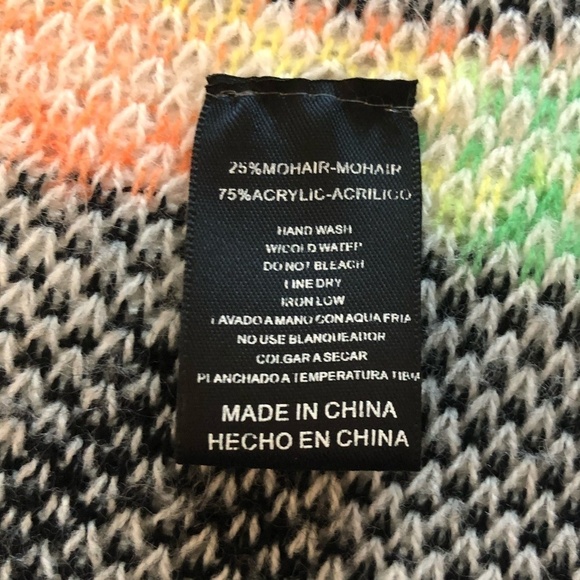 ORANGE Cardigan Sweater Women's Size Small White Black Mohair Blend Fringe Hem - Picture 5 of 9